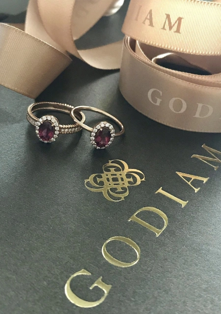 INDIA 18K rose gold with diamonds and rubellite ring.