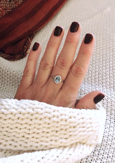 Anillo INDIA en oro blanco de 18 quilates con diamantes y aguamarina