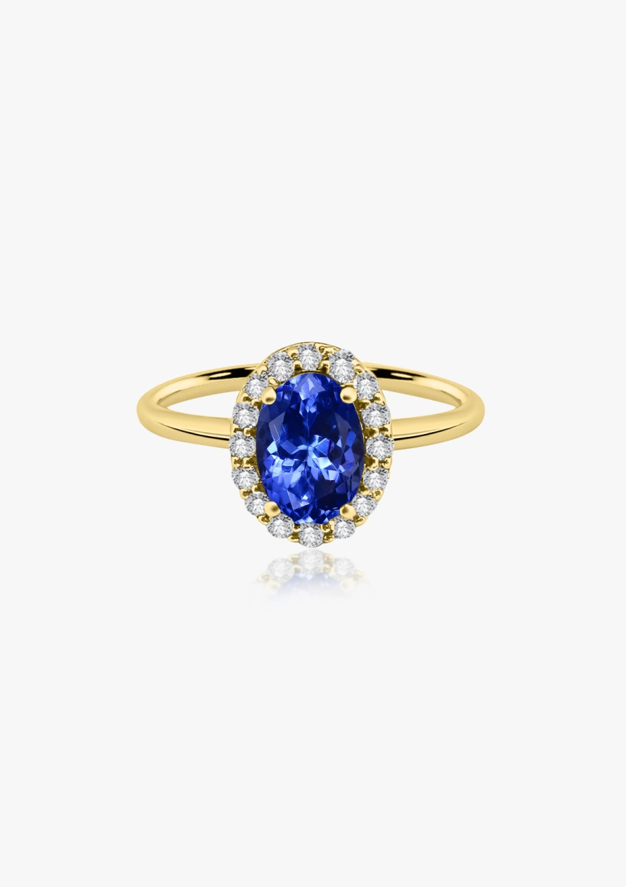 Bague INDIA en or 18 carats avec diamants et tanzanite.