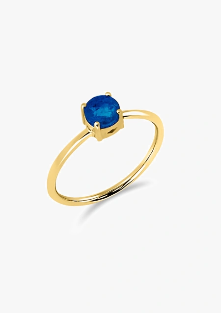Anillo Solitario BEA en oro amarillo 18K con zafiro azul talla brillante