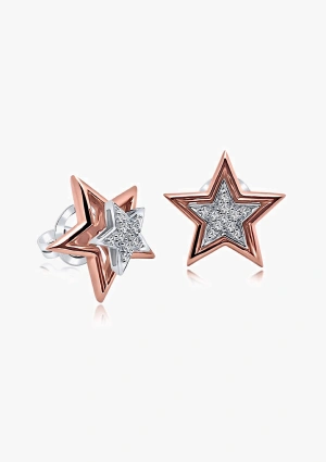 Pendientes desmontables BELLE en oro blanco-rosa de 18K con diamantes