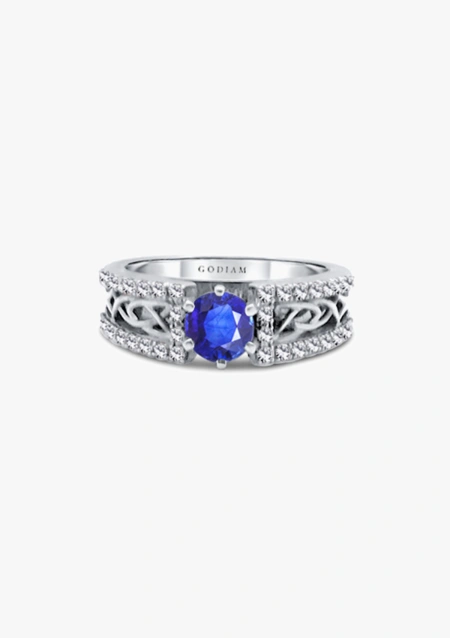 Anillo NURIA en oro blanco de 18K con diamantes y tanzanita|Anillos con Tanzanitas|Godiam Alta Joyería