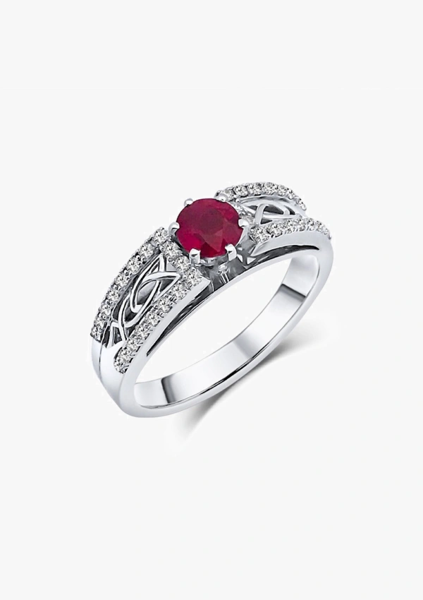 NURIA 18K white gold with brilliant cut diamonds and ruby ring