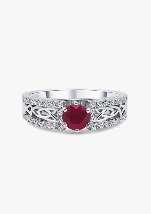 NURIA 18K white gold with brilliant cut diamonds and ruby ring 2