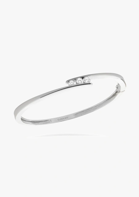 Pulsera rígida AMAIA en oro blanco de 18K y diamantes talla brillante
