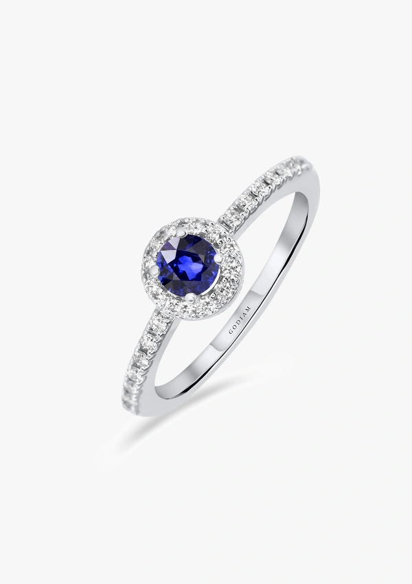 Anel ROUND BLUE em ouro de 18K com diamantes e safira azul 2
