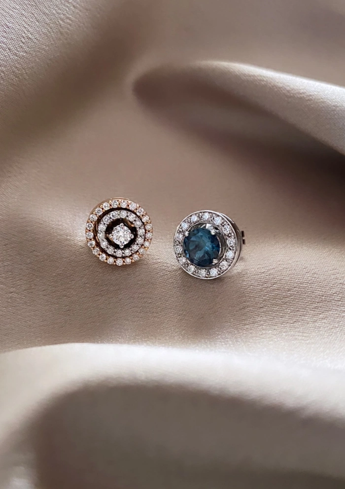 Pendientes BORA BORA en oro blanco 18K con diamantes y topacios LB