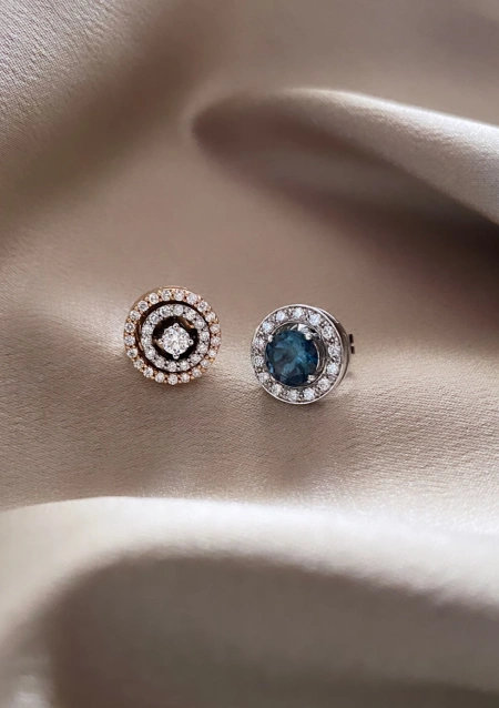 Pendientes BORA BORA en oro blanco 18K con diamantes y topacios LB