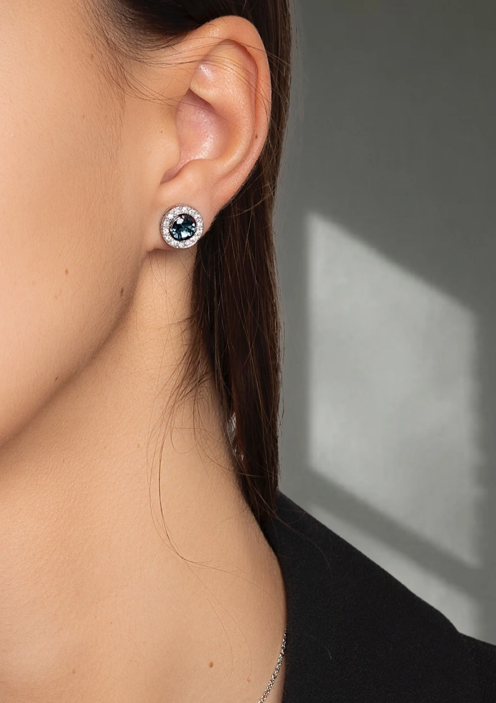 Pendientes BORA BORA en oro blanco 18K con diamantes y topacios LB