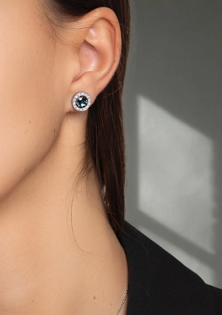 Pendientes BORA BORA en oro blanco 18K con diamantes y topacios LB