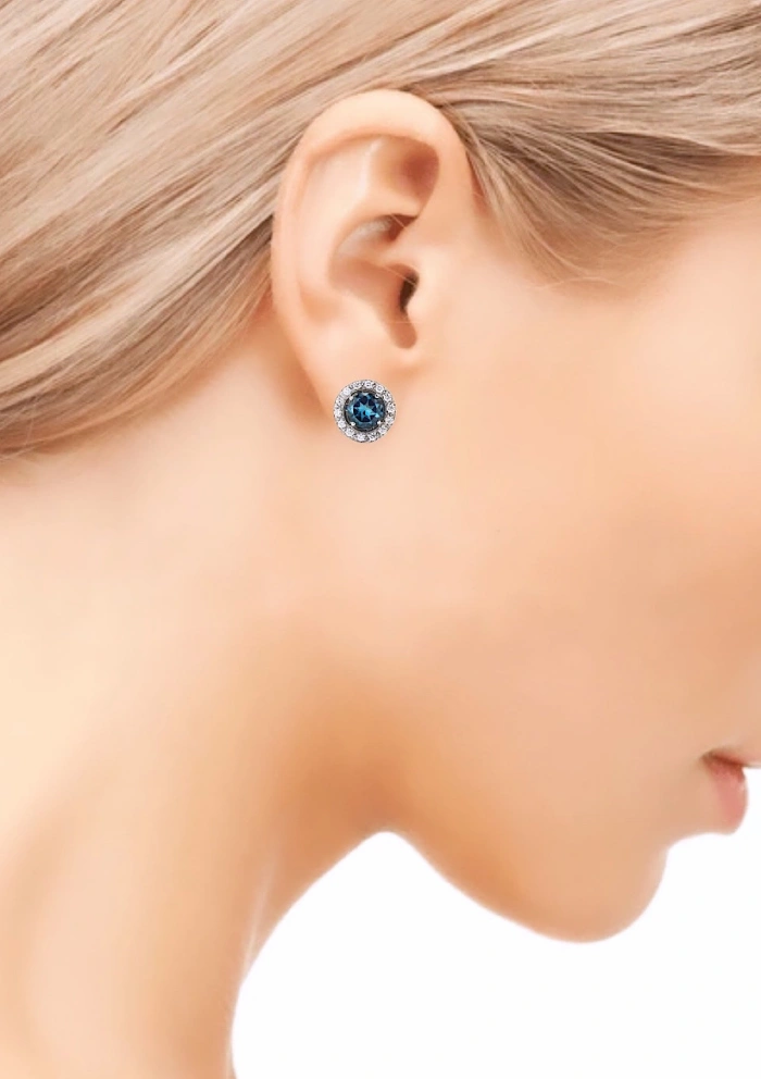 Pendientes BORA BORA en oro blanco 18K con diamantes y topacios LB