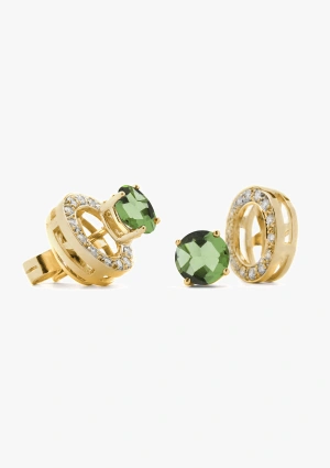 Pendientes BORA BORA en oro amarillo con brillantes y turmalinas verdes 2