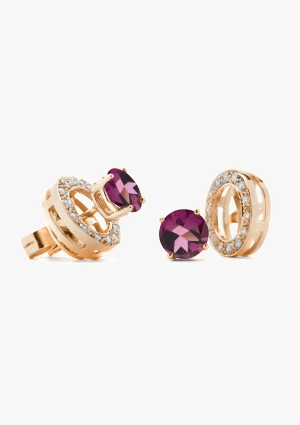 Pendientes BORA BORA en oro rosa de 18K con brillantes y turmalinas rosas 2