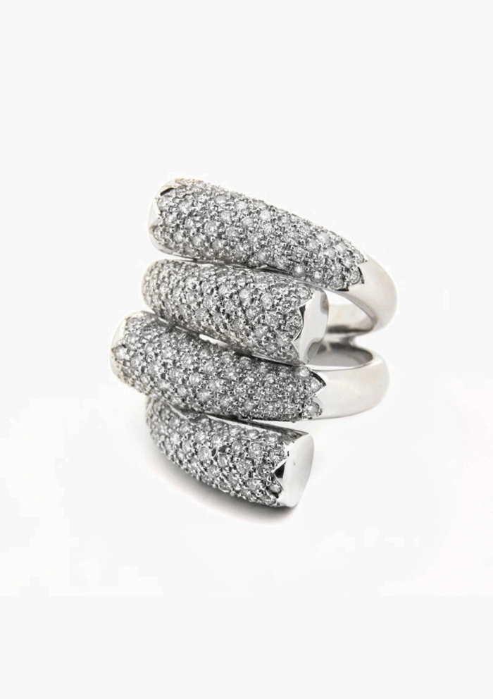 SOCHI 18K white gold with brilliant cut pave diamonds maxi ring SOCHI 18K white gold with brilliant cut pave diamonds maxi ring