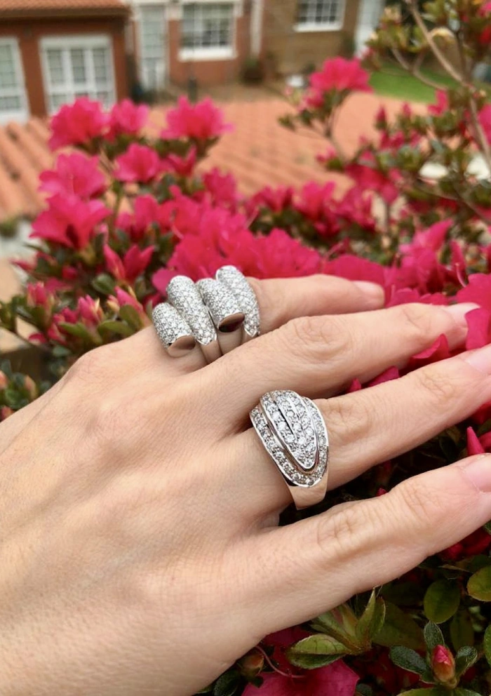 Anillo maxi SOCHI en oro blanco de 18K y pavé de diamantes|LUXURY BY GODIAM|Godiam Alta Joyería