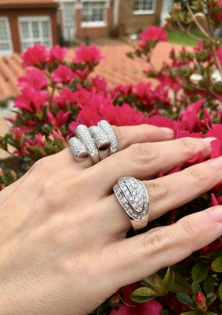 Anillo maxi SOCHI en oro blanco de 18K y pavé de diamantes|LUXURY BY GODIAM|Godiam Alta Joyería