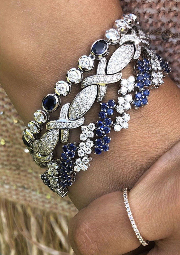 BLUE SKY DOHA 18K white gold diamonds and sapphires bracelet