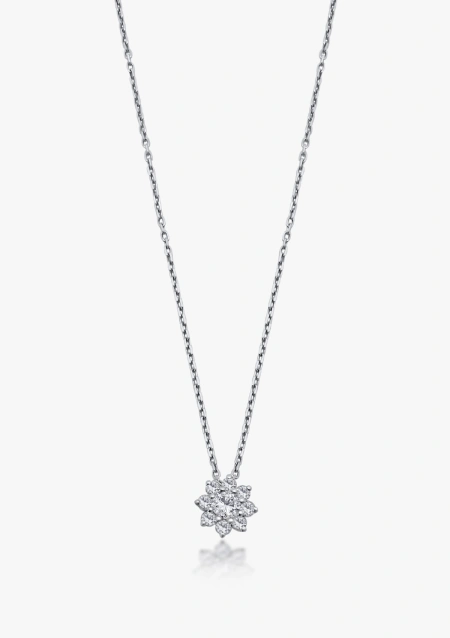 SANDRA MINI 18K gold brilliant cut diamonds rosette pendant.