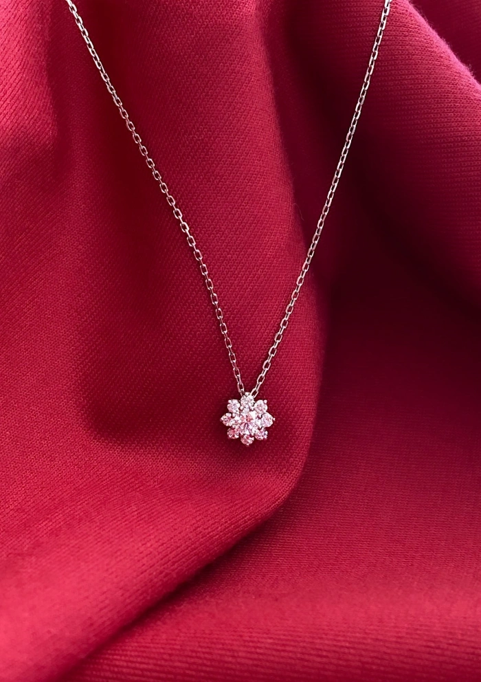 SANDRA MINI 18K gold brilliant cut diamonds rosette pendant.