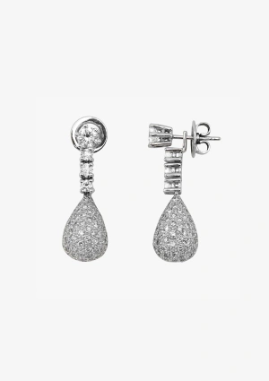 Brincos desmontáveis ALHAMBRA em ouro branco 18K e diamantes de lapidação brilhante