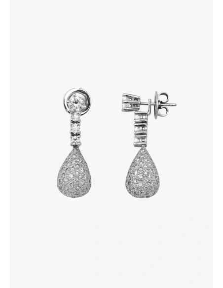 ALHAMBRA 18K white gold with brilliant cut diamonds convertible earrings