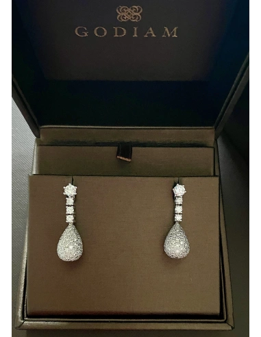 ALHAMBRA 18K white gold with diamonds convertible earrings.