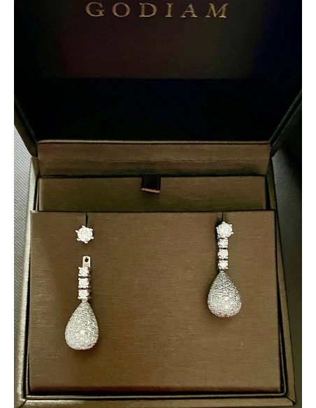 ALHAMBRA 18K white gold with diamonds convertible earrings.
