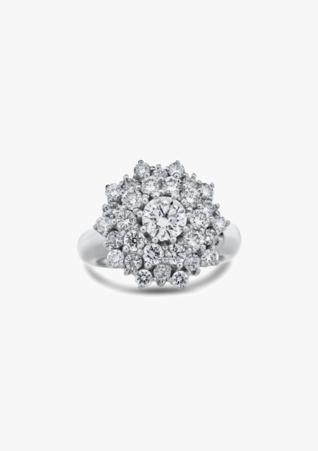 VEGA 18K white gold and brilliant cut diamonds rosette ring.