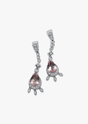 Pendientes RÍOS ROSAS en oro blanco de 18K con diamantes y morganitas