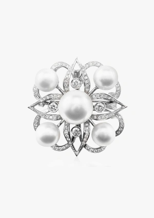 TIARÉ 18K white gold with brilliant cut diamonds and australian pearls