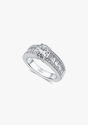 BLISS 18K white gold with brilliant and baguette cut diamonds ring