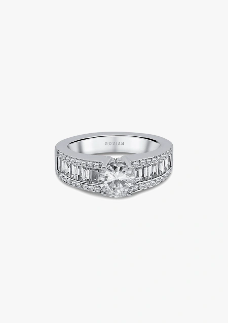 Anillo BLISS en oro blanco de 18 quilates con diamantes