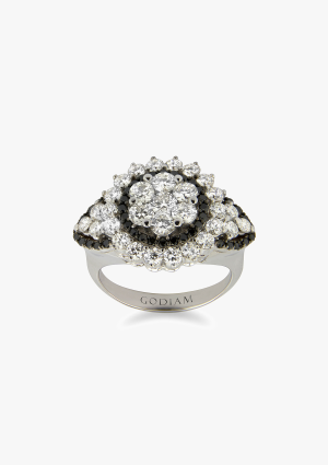 MOONLIGHT 18K white gold with black and white brilliant cut diamonds ring