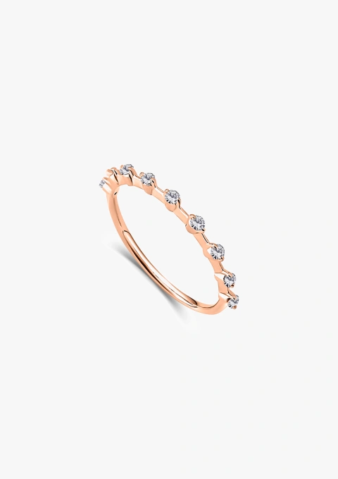 Anillo media alianza CONSTELLATION en oro rosa de 18K con diamantes talla brillante