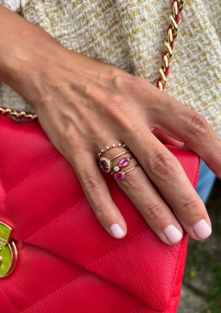 Media alianza CONSTELLATION en oro rosa de 18 quilates con diamantes