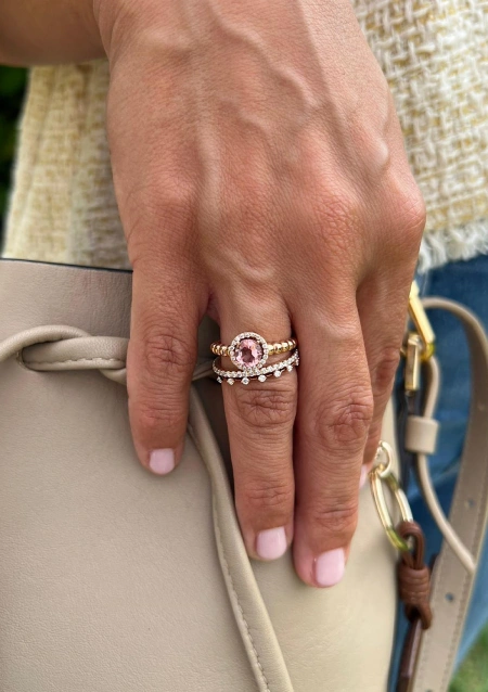 Media alianza CONSTELLATION en oro rosa de 18 quilates con diamantes