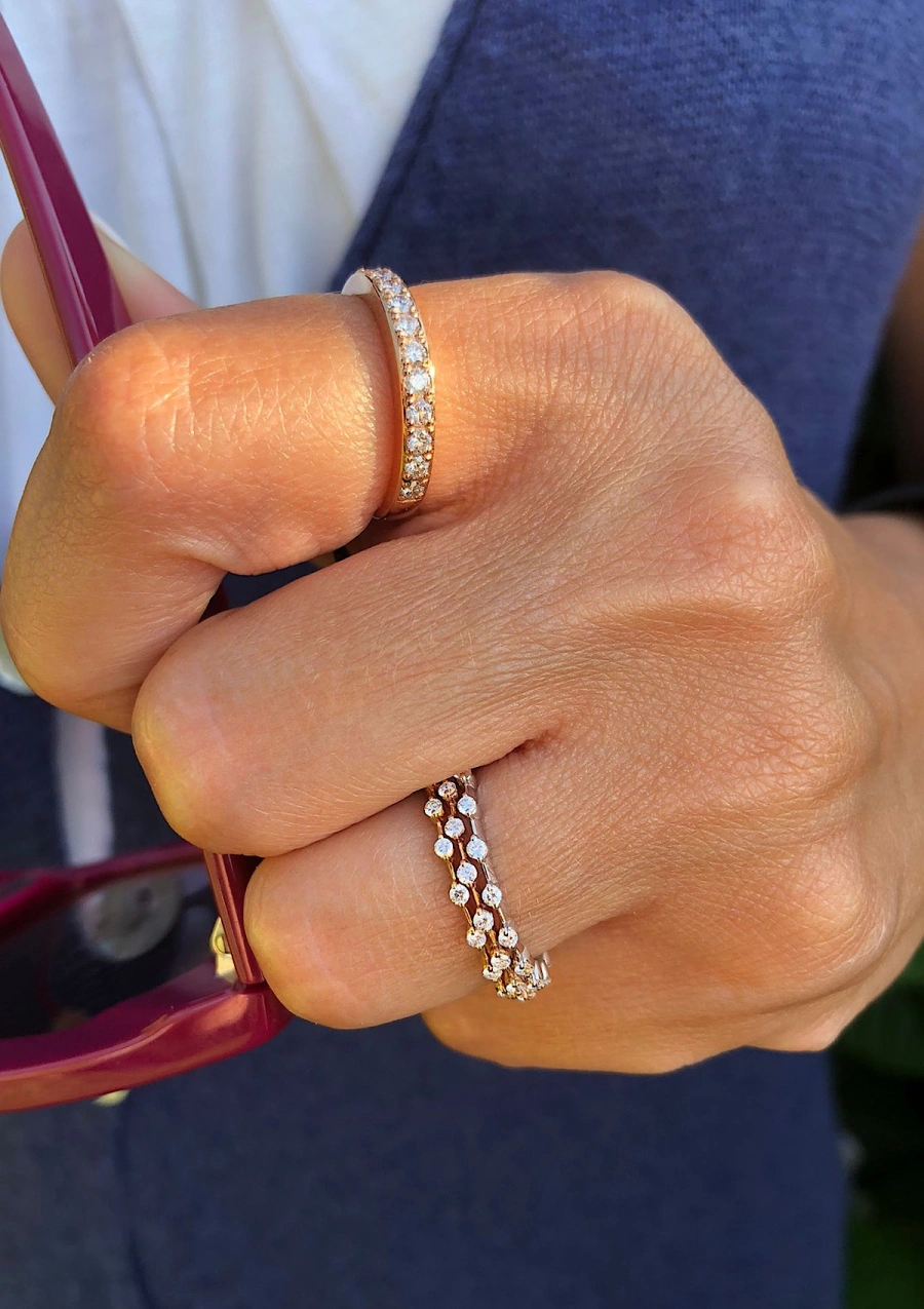 Anillo media alianza CONSTELLATION en oro rosa de 18K y diamantes|Anillos de Diamantes|Godiam Alta Joyería