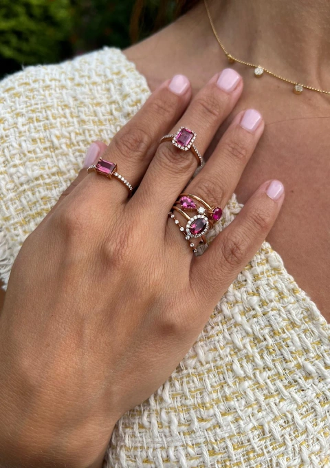 Anillo media alianza CONSTELLATION en oro rosa de 18K y diamantes|Anillos de Diamantes|Godiam Alta Joyería