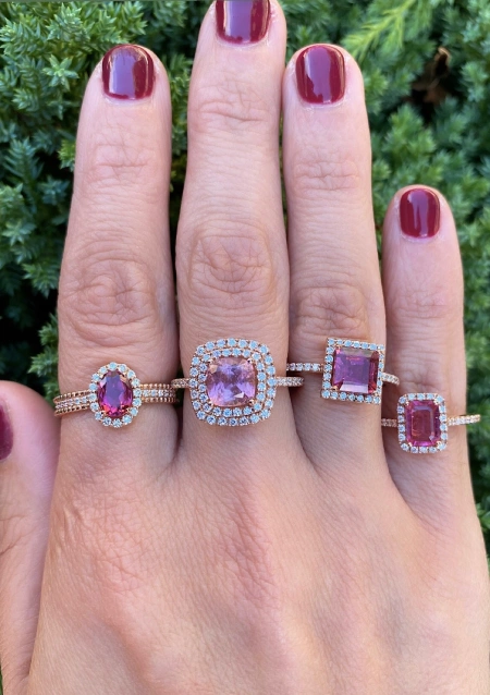 RIVER 18K rose gold with diamonds and pink tourmaline ring.