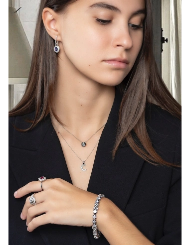 Pulsera maxi riviêre JULIA en oro blanco de 18K y diamantes|Luxury By GODIAM|Godiam Alta Joyería