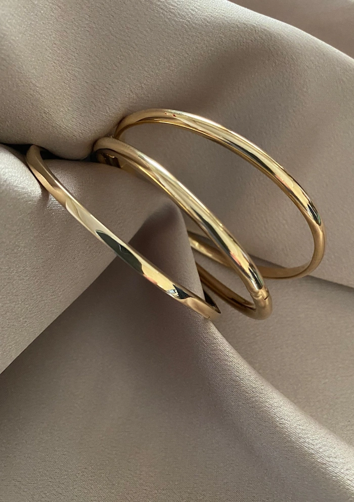 Pulsera esclava CAÑA REDONDA en oro de 18 quilates