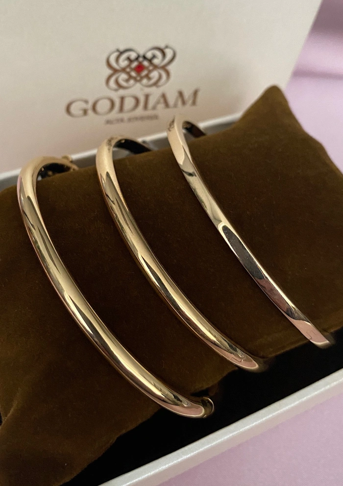 Pulsera esclava CAÑA REDONDA en oro de 18 quilates
