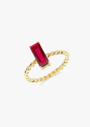 Anillo MERY en oro amarillo de 18K con una turmalina rosa indigolita