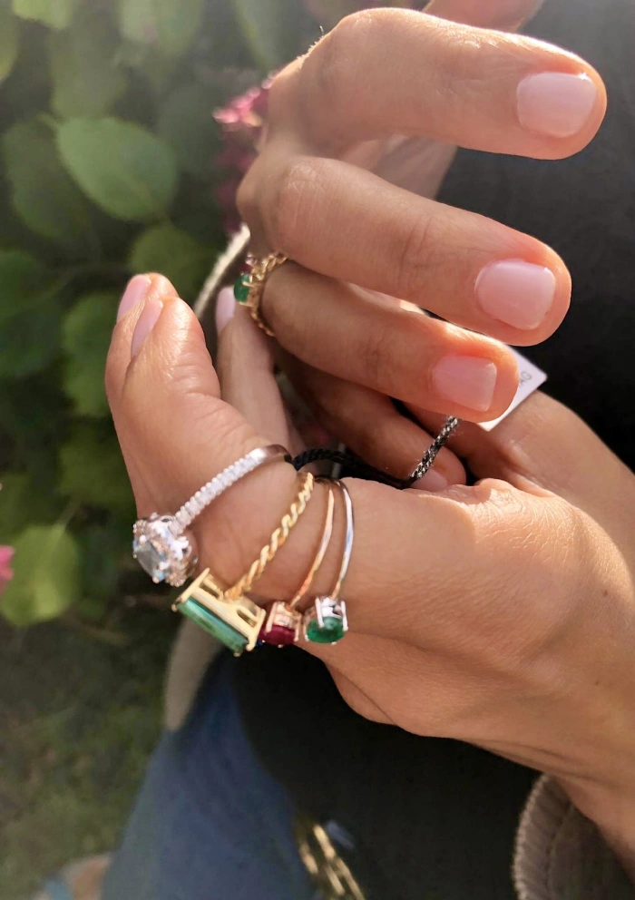 MERY 18K yellow gold with green indigolite tourmaline ring.