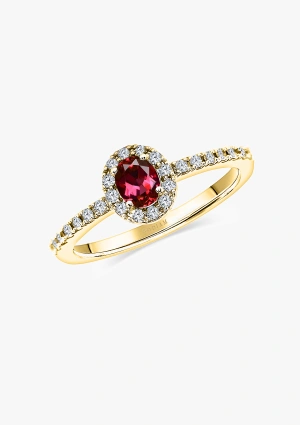 Anillo OVAL RED en oro de 18 quilates con diamantes y rubí oval