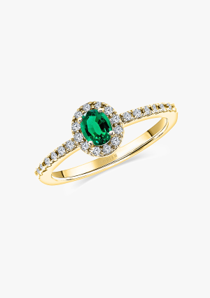 Anillo OVAL GREEN en oro de 18 quilates con diamantes y esmeralda oval