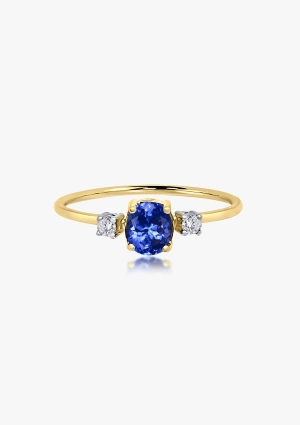 Anel LITTLE MINI RAINBOW em ouro amarelo e branco de 18K com diamantes e tanzanita