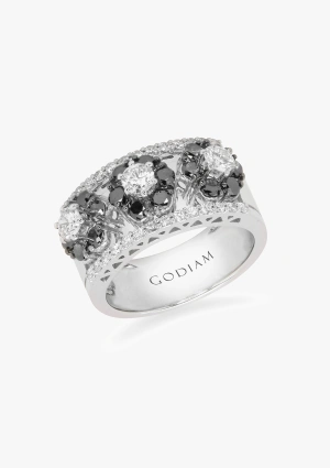GENEVA 18K white gold black & white diamonds ring
