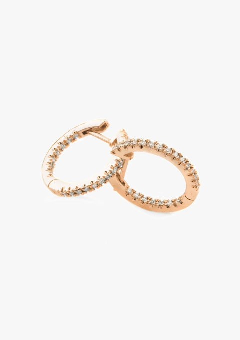 Brincos LITTLE ROUND HOOPS em ouro de 18 quilates e diamantes lapidados em brilhante