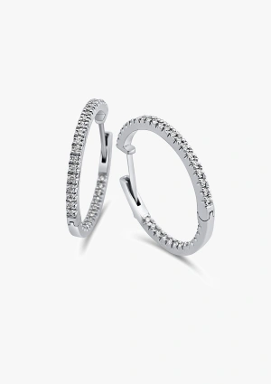 Boucles d'oreilles MIDI ROUND HOOPS en or 18 carats et diamants taille brillant 2